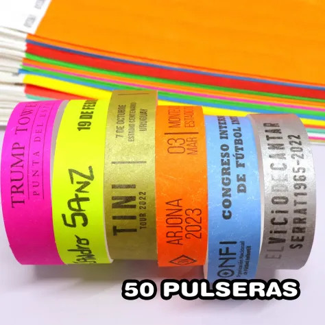 Pulseras Tyvek para Eventos|Impresas en Negro Estándar y Premium