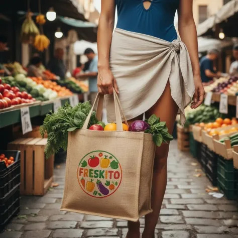 Totebag símil Arpillera con fuelle