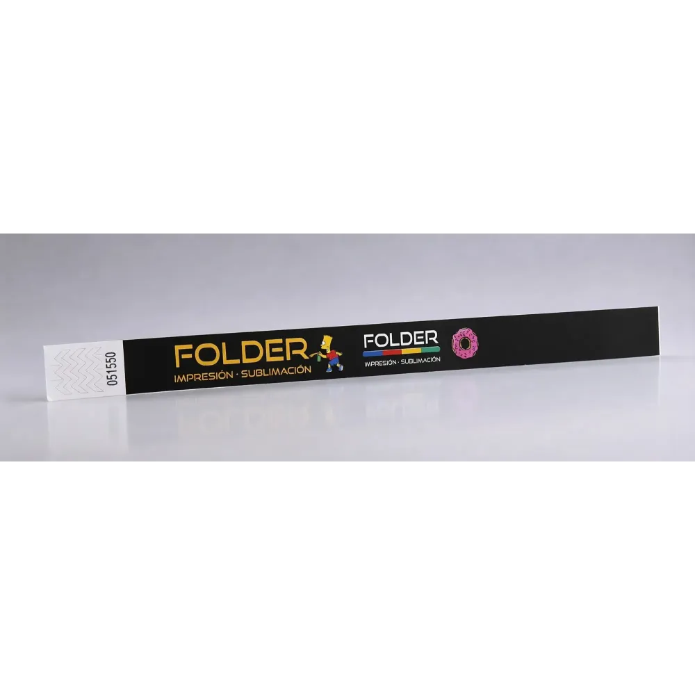 Pulsera Tyvek negra premium con impresión a color